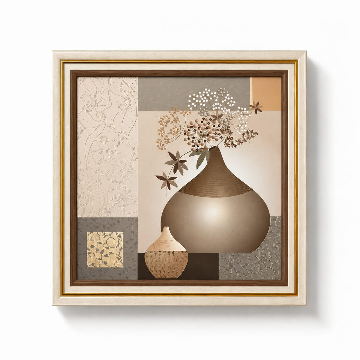 Abstract Vase Floral Canvas Wall Painting 15 x 15 Inch Framed Home Décor