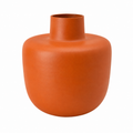 Orange Metal Decorative Vase 7.5 x 6 Inch Modern Minimalist Home Décor
