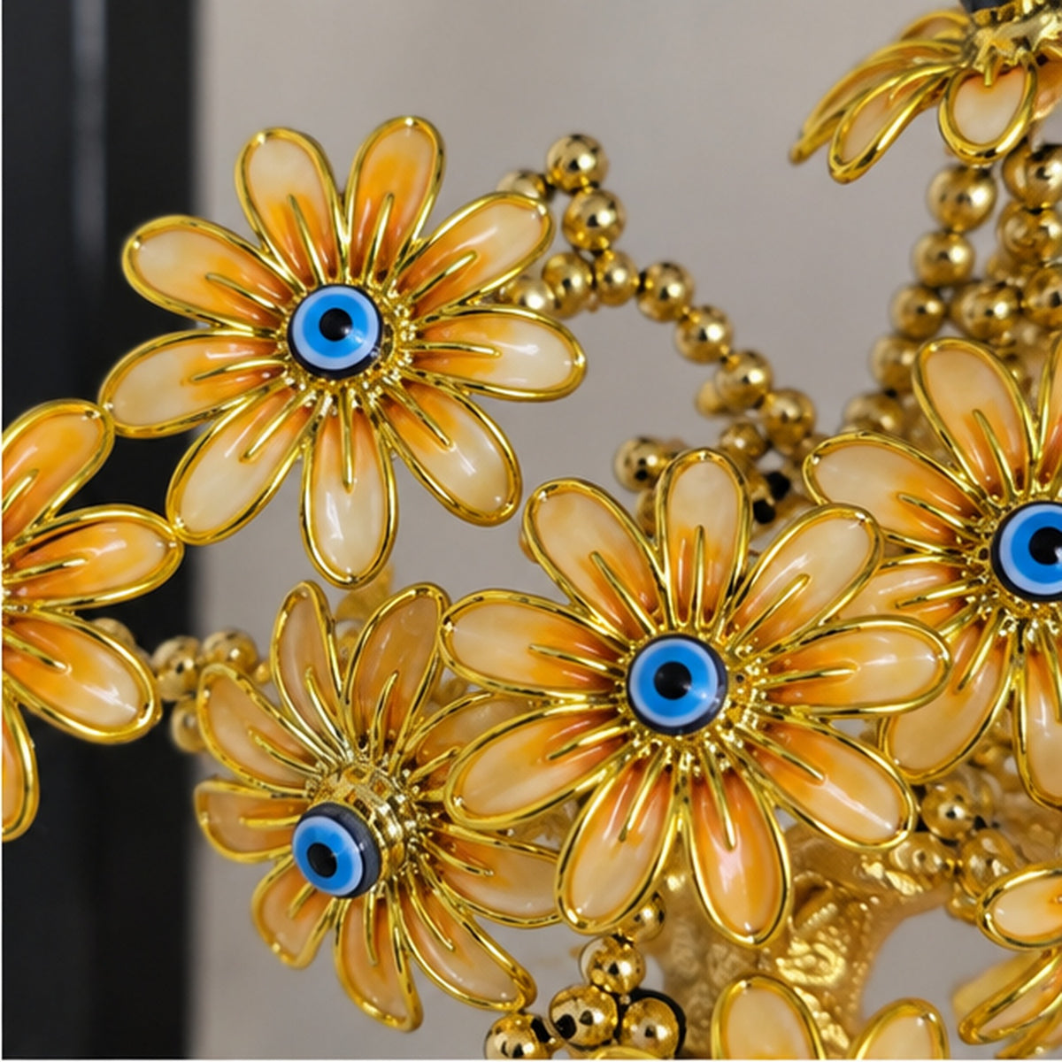 Golden Evil Eye Floral Tree Showpiece for Home Décor