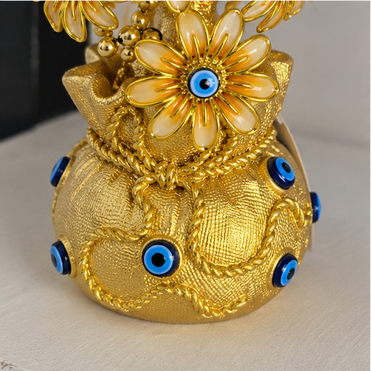 Golden Evil Eye Floral Tree Showpiece for Home Décor