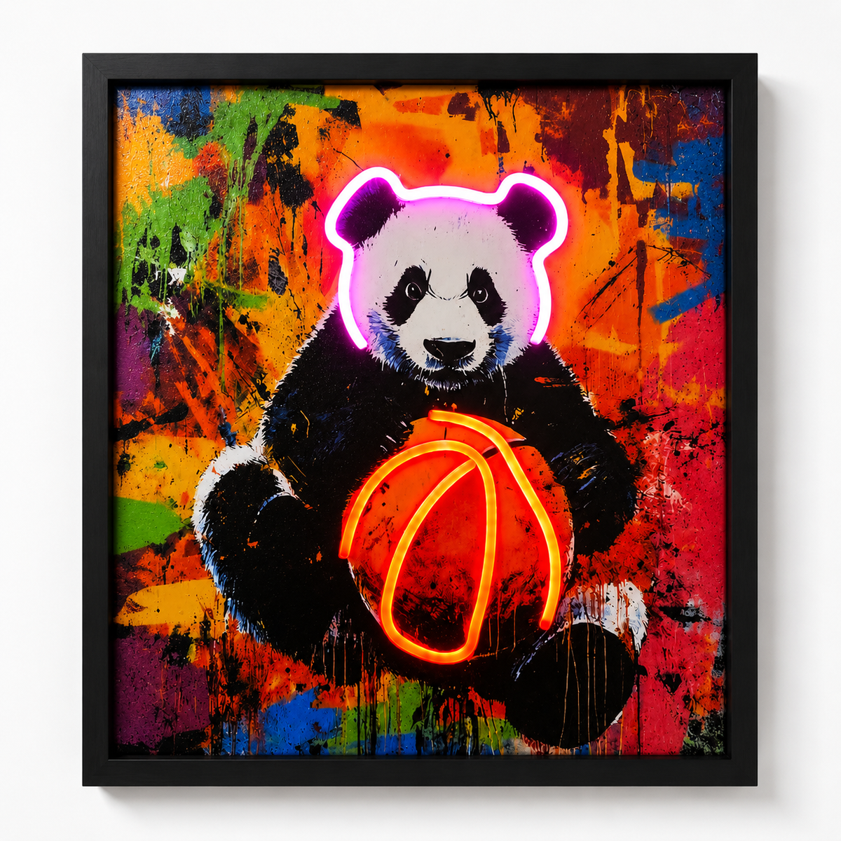 Colorful Panda Basketball Wall Art | Cute Animal Sports Poster for Kids Room & Home Decor