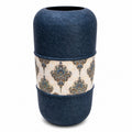 Blue Silver Metal Decorative Vase 12 x 5.5 Inch Modern Home Décor