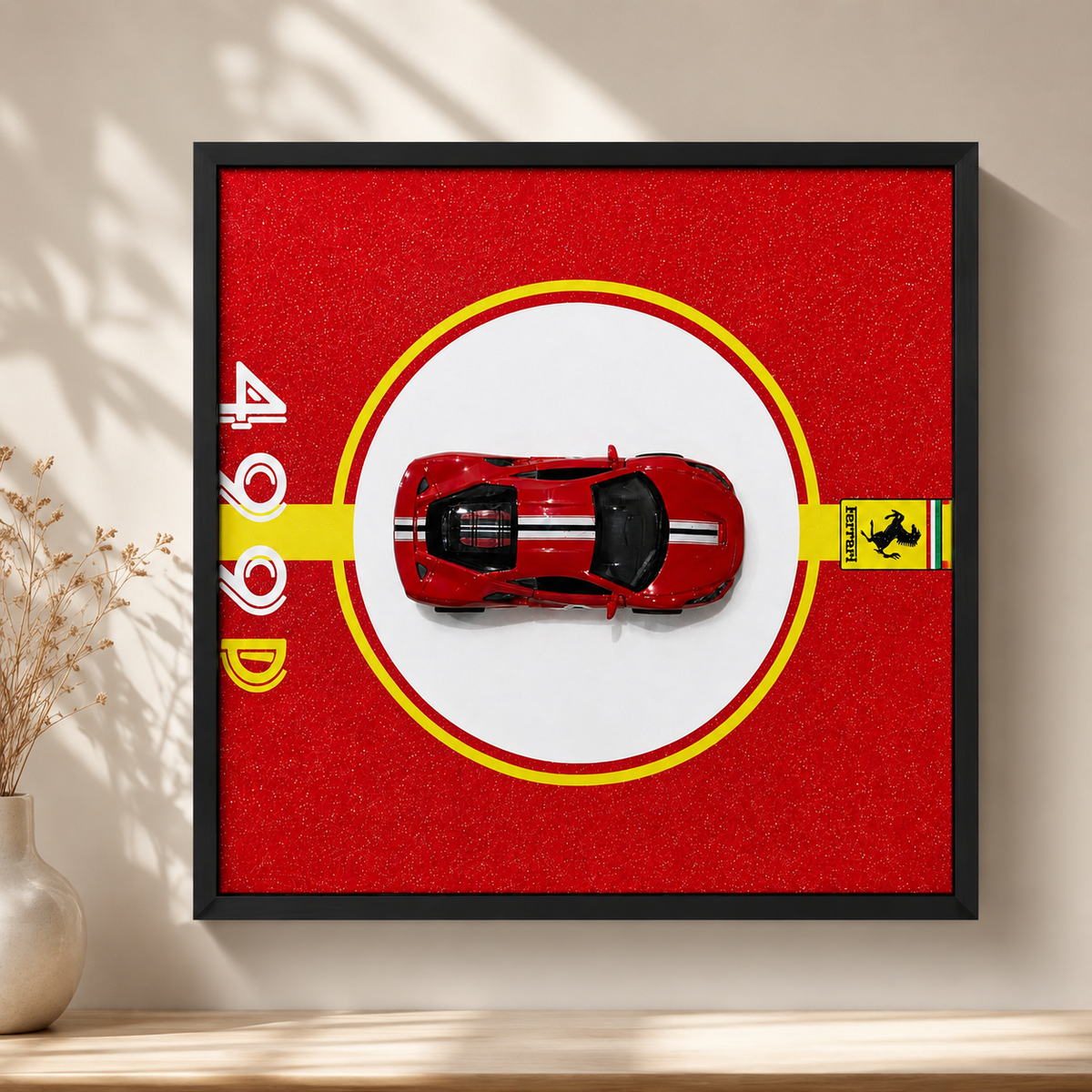 Ferrari 488 Car Wall Art | Red Sports Car Poster for Luxury Home & Garage Decor
