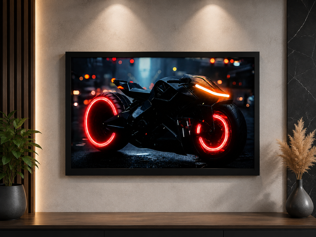 Black Sports Bike Wall Art | Luxury Motorcycle Poster for Home & Garage Decor