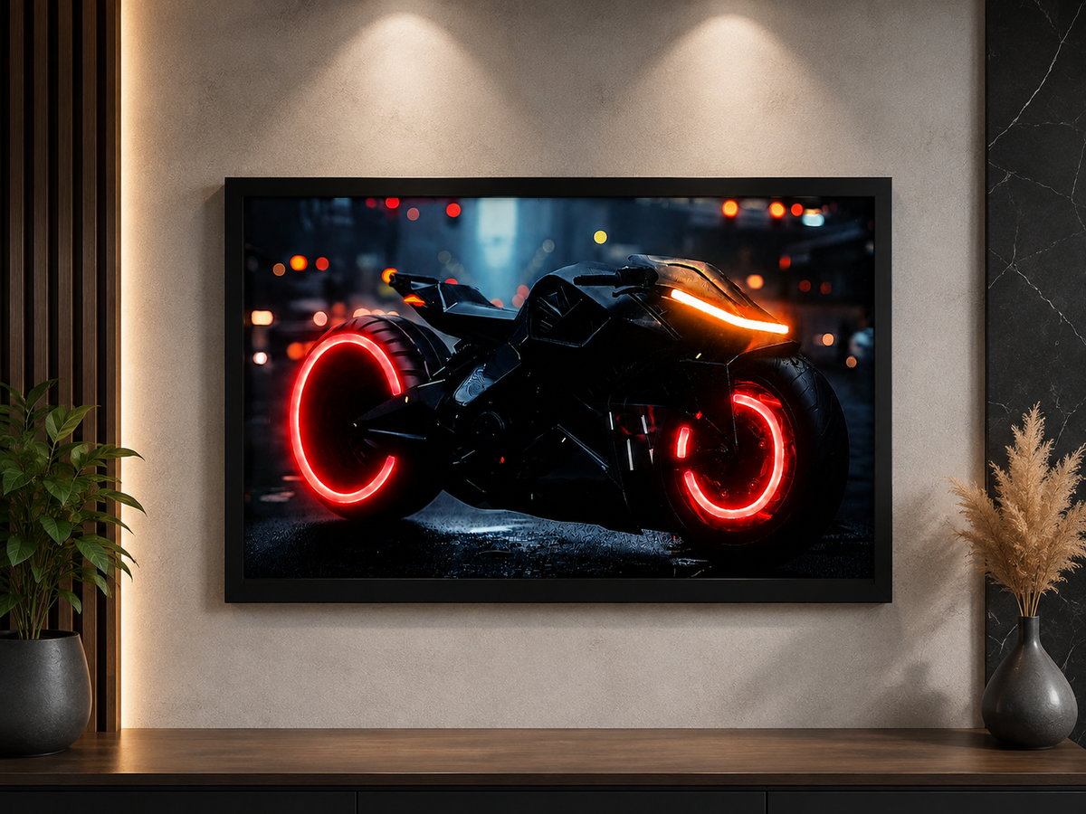 Black Sports Bike Wall Art | Luxury Motorcycle Poster for Home & Garage Decor