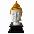 Buddha Face Showpiece White and Golden Decorative Statue