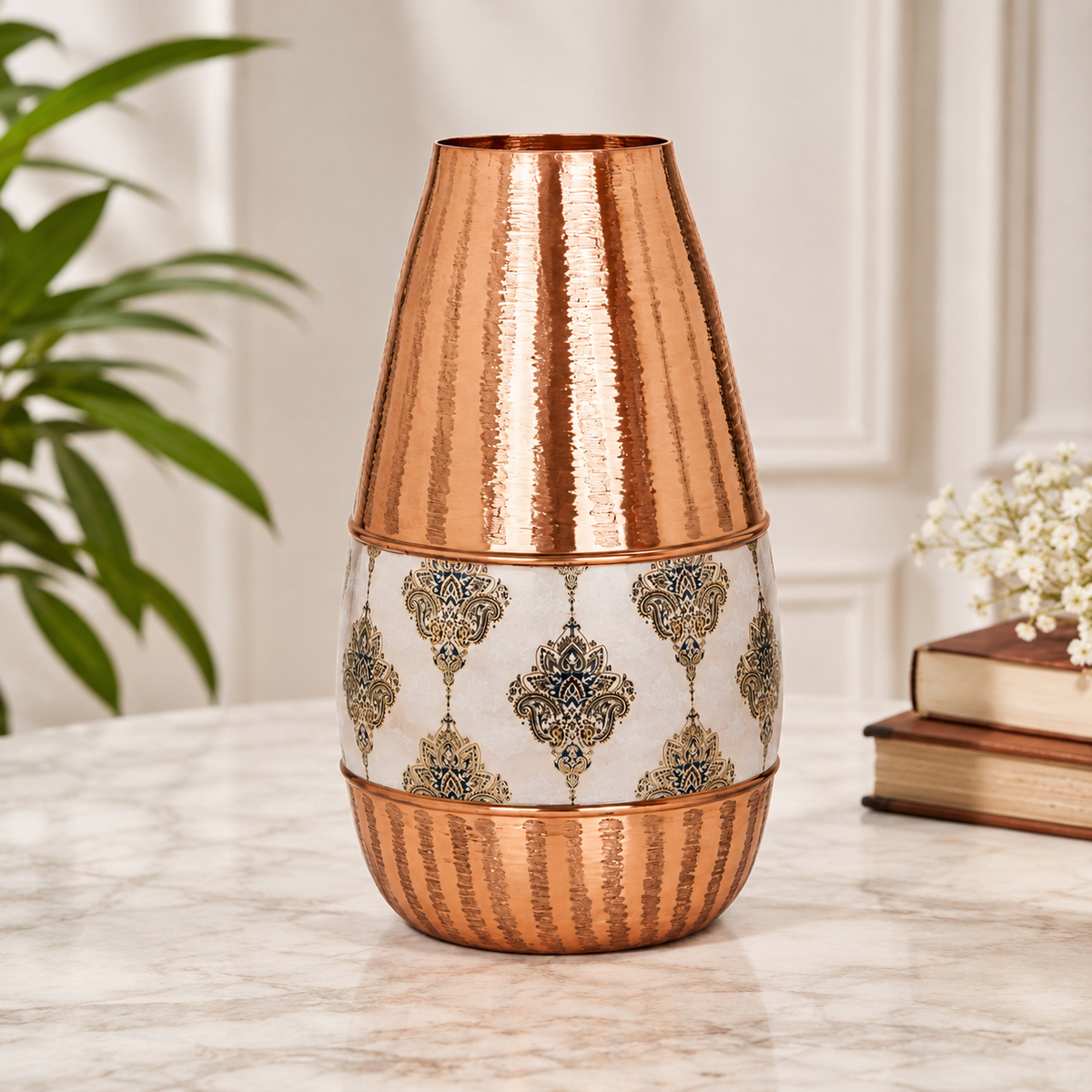 Metal Copper Vase 30.5cm | Decorative Copper Finish Vase for Home & Table Décor