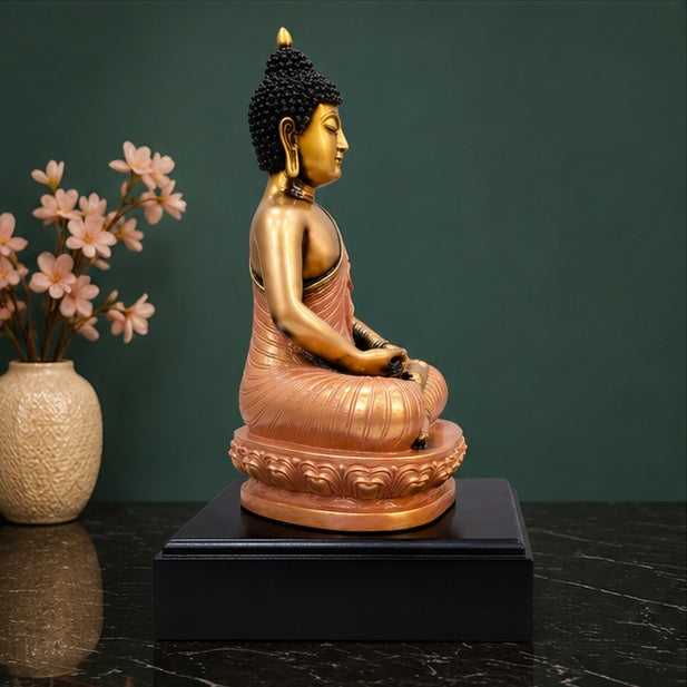 Red Buddha Statue Resin Meditation Idol | 33.02 x 19.05 cm Home Décor
