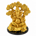 Gold Ganesha Statue Resin Idol | 15 x 12.5 cm Home Décor & Pooja Decor