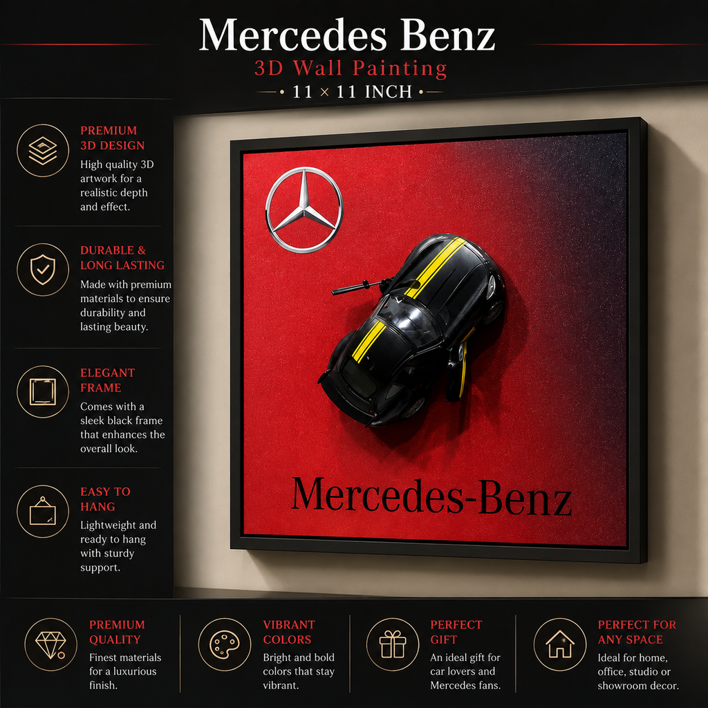Mercedes Benz Car Wall Art | Luxury Black Sports Car Poster & Modern Decor
