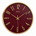 Burgundy and Golden Decorative Analog Wall Clock