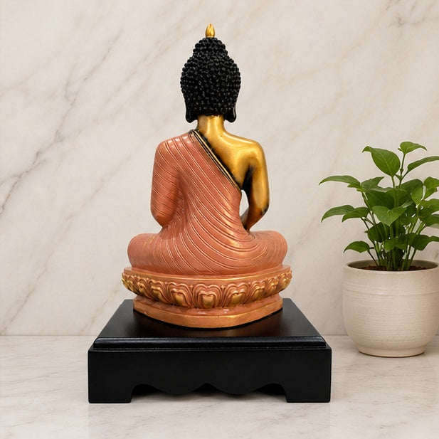 Red Buddha Statue Resin Meditation Idol | 33.02 x 19.05 cm Home Décor